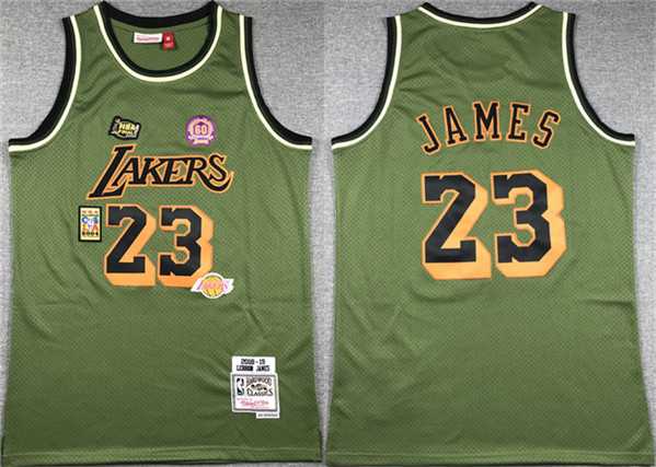 Mens Los Angeles Lakers #23 LeBron James Green 2018-19 Throwback basketball Jersey